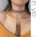 Retro Merad ethnic style multi-layer stacked tassel necklace female clavicle neck chain Bohemian jewelry choker