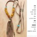 Long and Short Dual-use Bohemian Ethnic Style Long Necklace Female Sweater Chain Imitation Amber Ancient Bead Tassel Invia