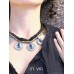 Necklace headband dual-use! Inlaid with black stone ethnic style necklace female clavicle chain retro bohemian hippie collar