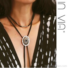 Invia retro ethnic Bohemian wind clavicle double-layer long necklace female sweater chain leather rope Navajo turquoise