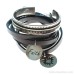 Invia leather wrapped rope bracelet multi-layer open bracelet pure silver retro style couple trendy men's gift for boyfriend