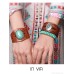 Melaad ethnic Bohemian style Native American wrist accessory wide bracelet scar cover tribal genuine leather turquoise bracelet