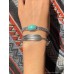 Invia Retro Vintage Plated 925 Silver Bracelet Inlaid with Turquoise Openable Adjustable Ethnic Style Nepal