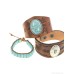 Melaad ethnic Bohemian style Native American wrist accessory wide bracelet scar cover tribal genuine leather turquoise bracelet