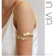 Tree leaf feather gold bracelet adjustable arm ring Greek Egyptian Indian style fashion versatile bracelet