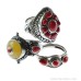 Bohemian style retro ethnic Nepalese Tibetan jewelry handmade silver inlaid red stone yellow amber ring for men