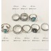 Vintage music festival turquoise stackable rings for women, personalized multiple joint index finger rings, Bohemian