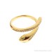 Golden snake-shaped ring for women, gold-plated with gemstones, does not fade, open-ended Bohemian Egyptian Greek jewelry